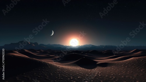Harmony of Light, A Dance Between Sun and Moon Over the Desert