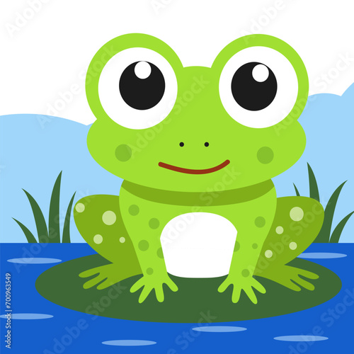  vector flat cute frog illustration