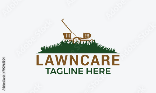 Vector lawn care logo design made of color pieces, logo design, lawncare logo photo