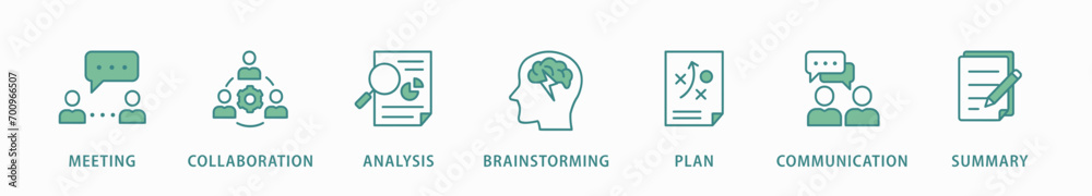 Brief banner web icon vector illustration concept for a briefing of business plan with an icon of meeting, collaboration, analysis, brainstorming, plan, communication, and summary Brief banner web icon vector illustration concept for a briefing of business plan with an icon of meeting, collaboration, analysis, brainstorming, plan, communication, and summary