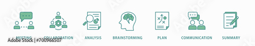 Brief banner web icon vector illustration concept for a briefing of business plan with an icon of meeting, collaboration, analysis, brainstorming, plan, communication, and summary