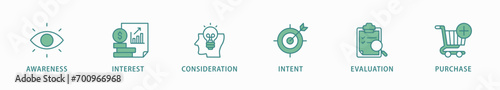 Marketing banner web icon vector illustration concept with icon of strategy, concept, communication, target group, online, print and business