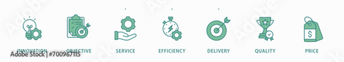 Product engineering banner web icon vector illustration concept with icon of design, innovation, planning, support, testing, development, management, deployment