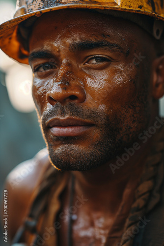 Built to Conquer: Portrait of Young, Attractive, Muscular Construction Worker