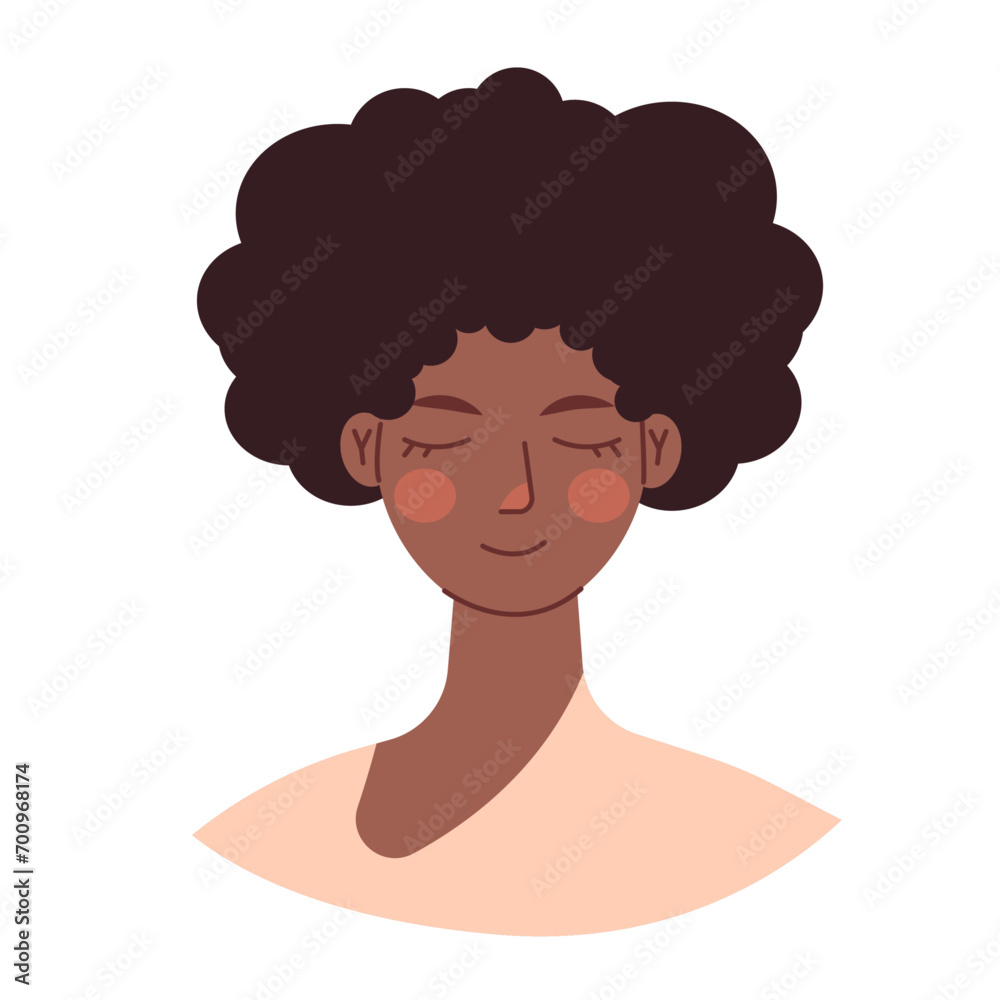 Young African-American girl on white background. Black woman illustration Young African-American girl on white background. Black woman illustration