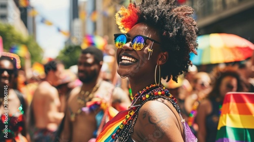 LGBT pride. Happy female at the LGBT parade. Freedom of love and diversity © Vladimir