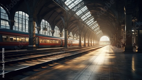 Huge train station with many platforms and tracks