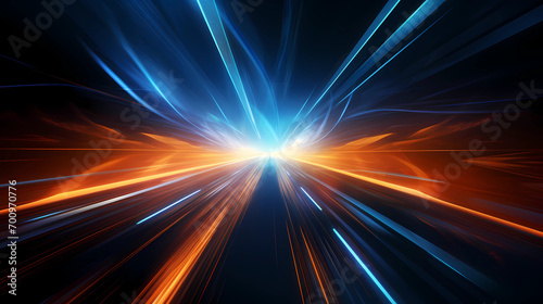 blue and white high seed  fibre optics  cable  data transfer  light speed  modern light arc  abstract background