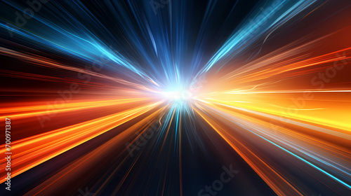 blue and white high seed, fibre optics, cable, data transfer, light speed, modern light arc, abstract background photo
