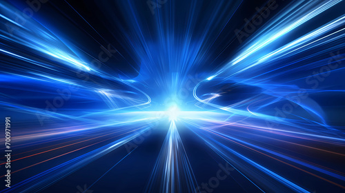 blue and white ray of light, light arc, high speed, technology abstract background