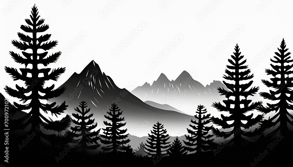Fototapeta premium silhouette of mountain landscape illustration