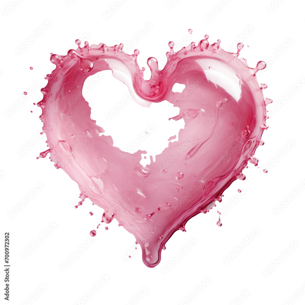 Pink heart shape made from liquid for Valentine's Day and Mother's Day