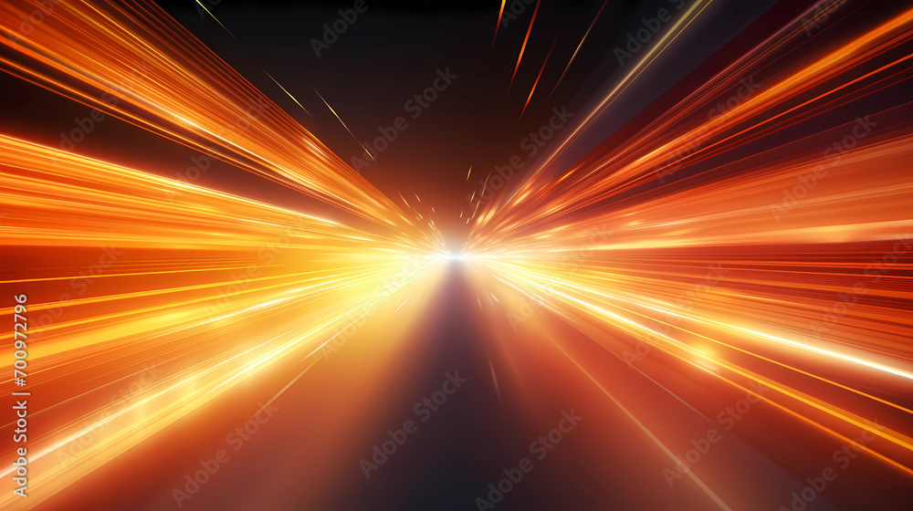 warm ray of light, high speed arc of light, data transfer, yellow red and orange light speed, background abstract