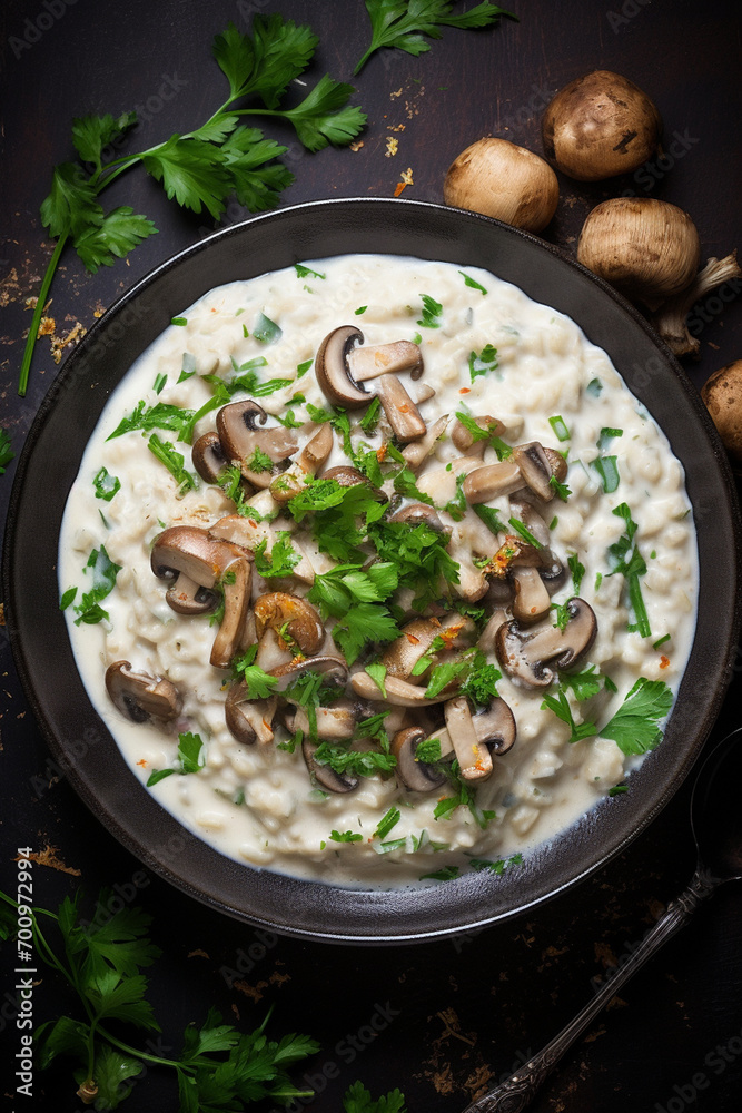 delicious creamy rice with mushroom filling delicious creamy rice with mushroom filling