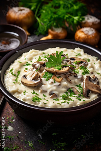 delicious creamy rice with mushroom filling