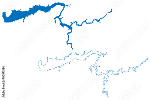Chalillo Lake (Belize) map vector illustration, scribble sketch Chalillo Dam map..