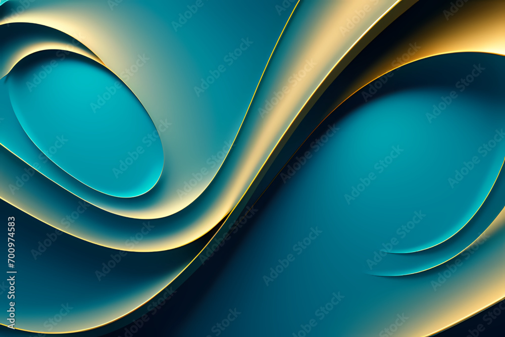 Fototapeta premium Abstract vector wavy lines flowing smooth curve gold blue gradient color in concept of luxury, technology, modern.