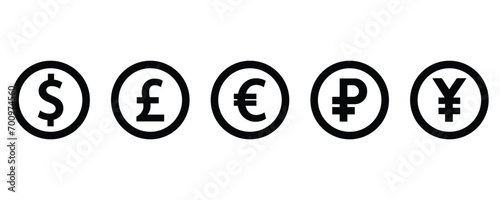 International currency sign ,international money symbol set vector.