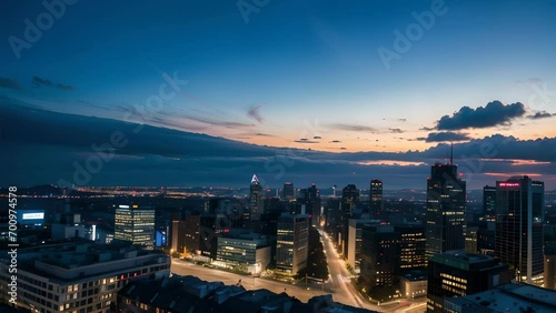 Sunset city skyline landscape