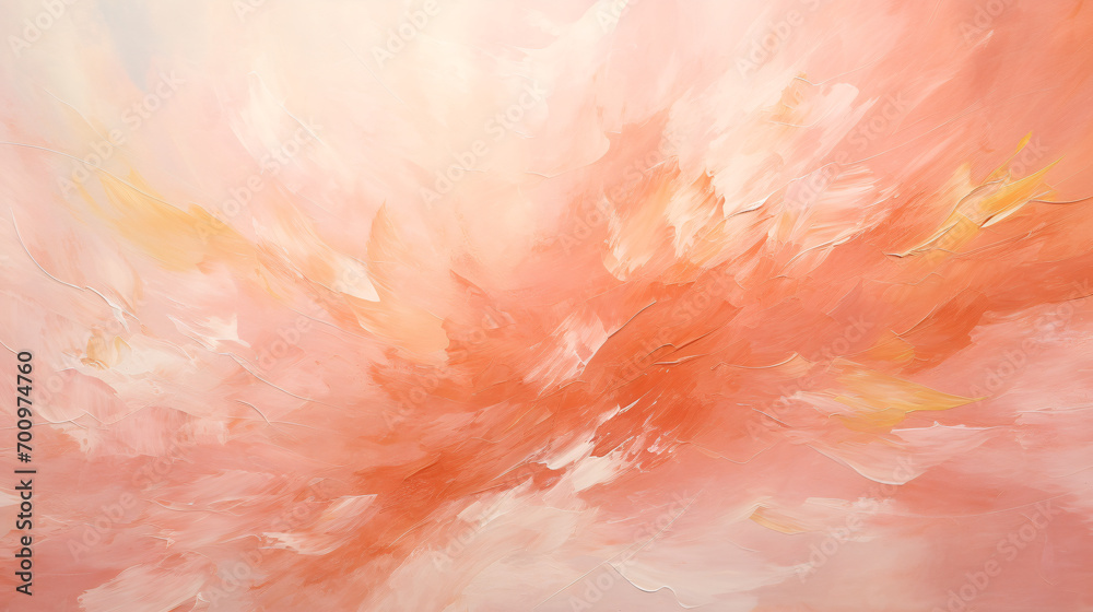 Abstract painted strokes on a canvas. Texture of color as background in peach fuzz, the color of the year 2024. Abstract painted strokes on a canvas. Texture of color as background in peach fuzz, the color of the year 2024.