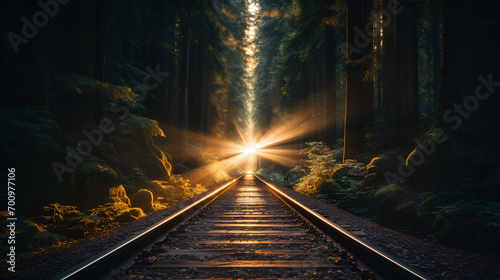 Train Track Natural Light. Train track with natural illumination