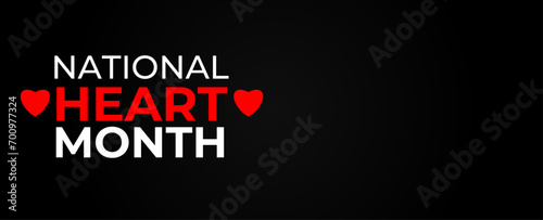 National Heart month is observed every year in February, to adopt healthy lifestyles to prevent heart disease (CVD). suit for banner, cover, flyer, poster, backdrop, plain. vector illustration