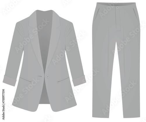 Grey woman suit and trousers. vector illustration