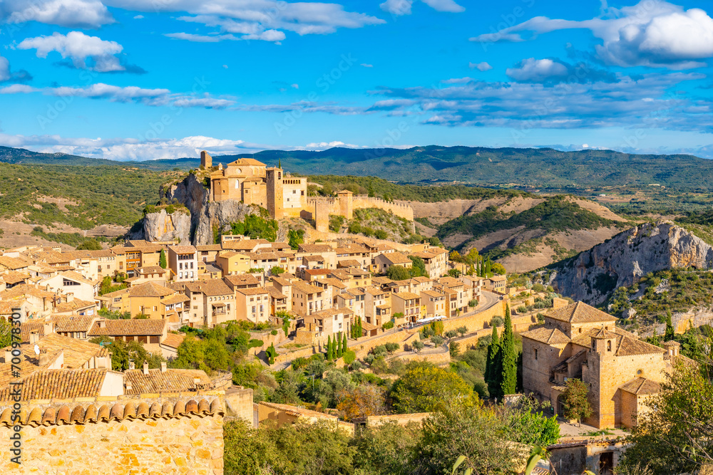 The beautiful mountain town in the Pyrenees called Alquezar, medieval town of Huesca, Spain