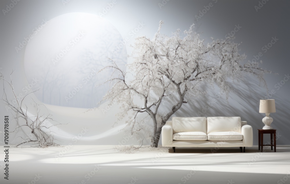Fototapeta premium White scene on with spotlight on white bg
