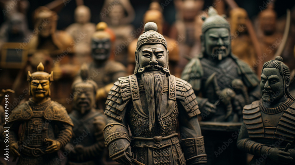 Terracotta army warriors in Xian, China. Generative AI. - obrazy, fototapety, plakaty 