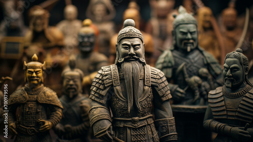 Terracotta army warriors in Xian, China. Generative AI. photo