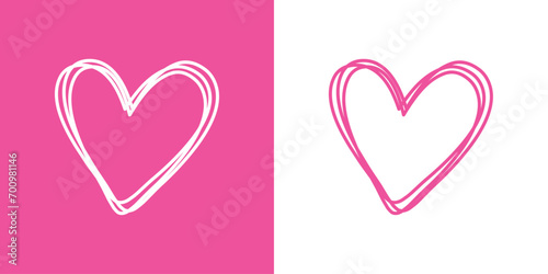 Logo del día de San Valentín. Silueta de marco con forma de corazón con líneas para su uso en felicitaciones y tarjetas