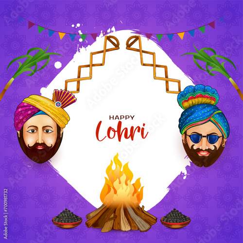 Happy Lohri Indian punjabi harvest festival card design