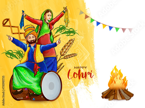 Happy Lohri Indian punjabi harvest festival card design