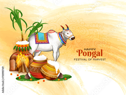 Happy Pongal Indian religious festival celebration background design