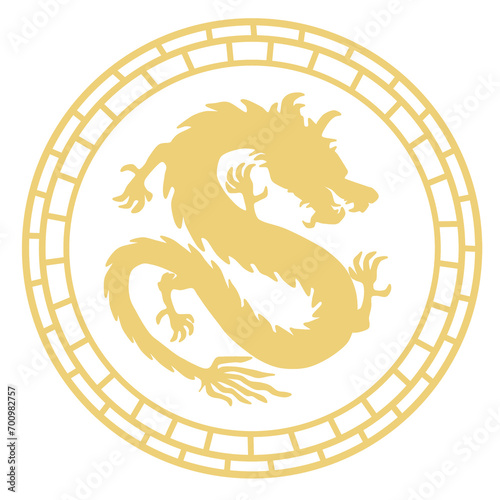 Dragon Chinese gold on red y