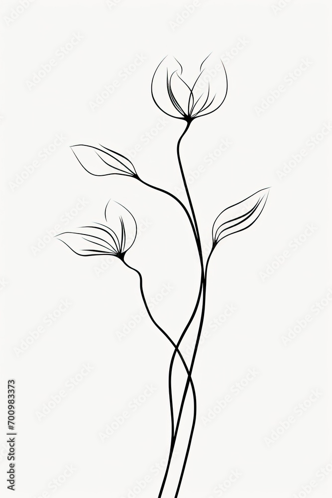 A Monochromatic Illustration of a Botanical Blossom A Monochromatic Illustration of a Botanical Blossom