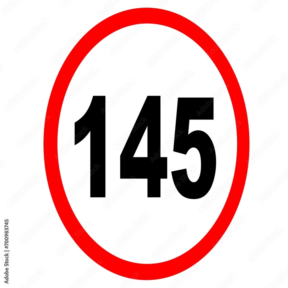 145 Road speed limit.Road sign 145 Road speed limit.Road sign