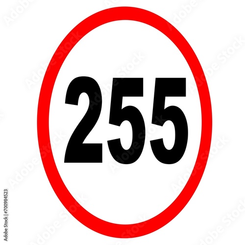 Speed limit 255 road sign