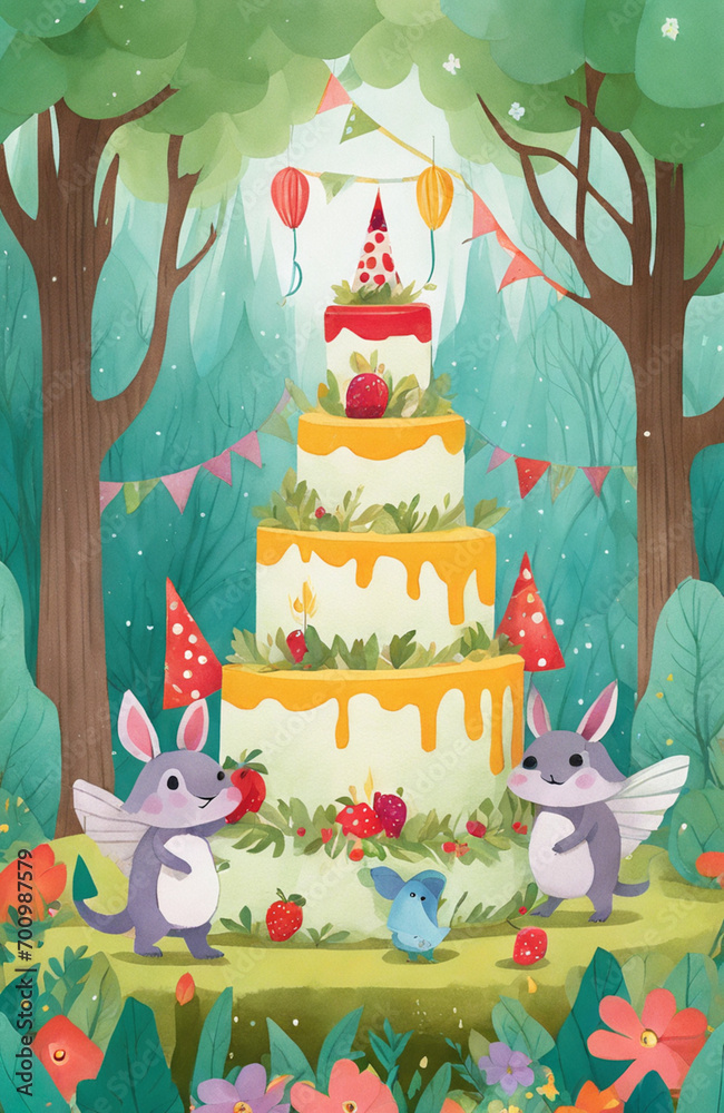 Fototapeta premium Vibrant Happy Birthday Celebration Card Image