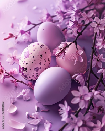Happy Easter decoration background , colorful Easter eggs over pastel background. Easter day