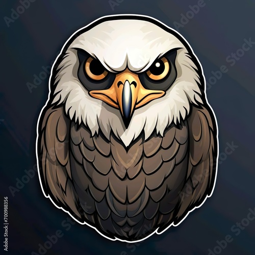 Cute eagle sticker isolated on black background. High resolution for printing convection. Kids accessories photo