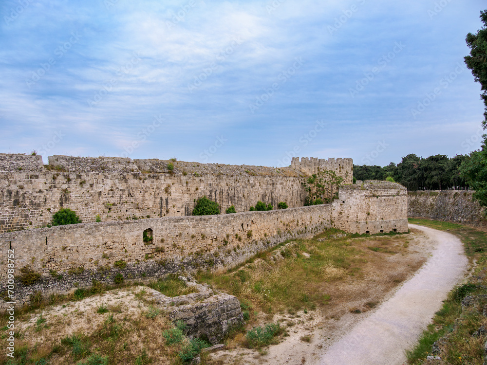 Defensive Walls of the Medieval Old Town, Rhodes City, Rhodes Island, Dodecanese, Greece