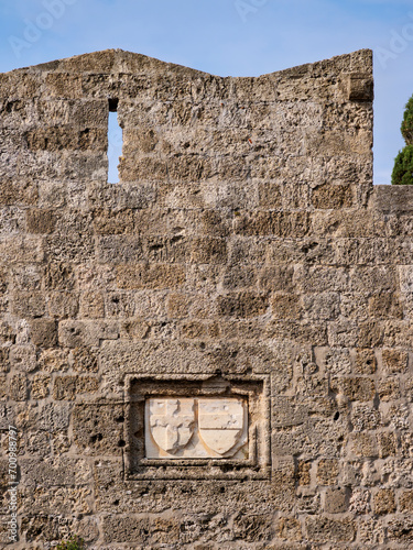 Defensive Wall of the Medieval Old Town, Rhodes City, Rhodes Island, Dodecanese, Greece photo