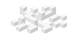 Isometric cubes. Linear geometric drawing. Abstract white background from cubes and lines. Vector illustration.