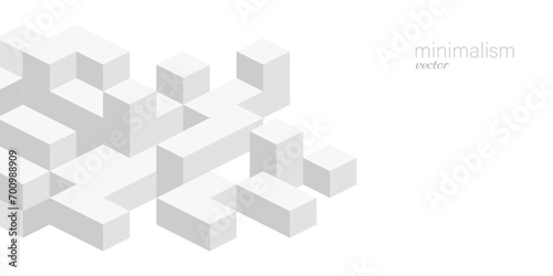 Technological white background .Isometric squares.Geometric lines.Abstract tech.Vector illustration.