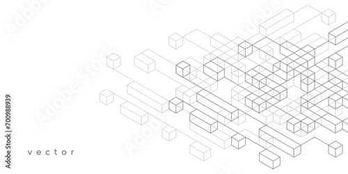 Technology background. cubes and lines. Linear geometric drawing. Abstraction,Vector illustration.