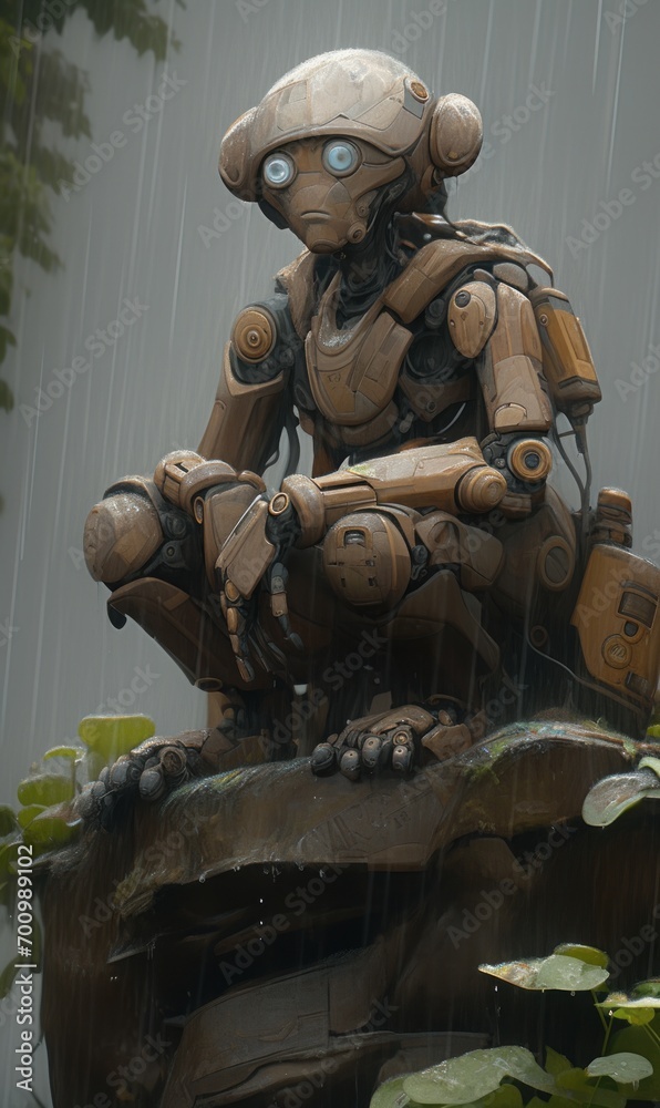 Fototapeta premium ninja cyborg monk