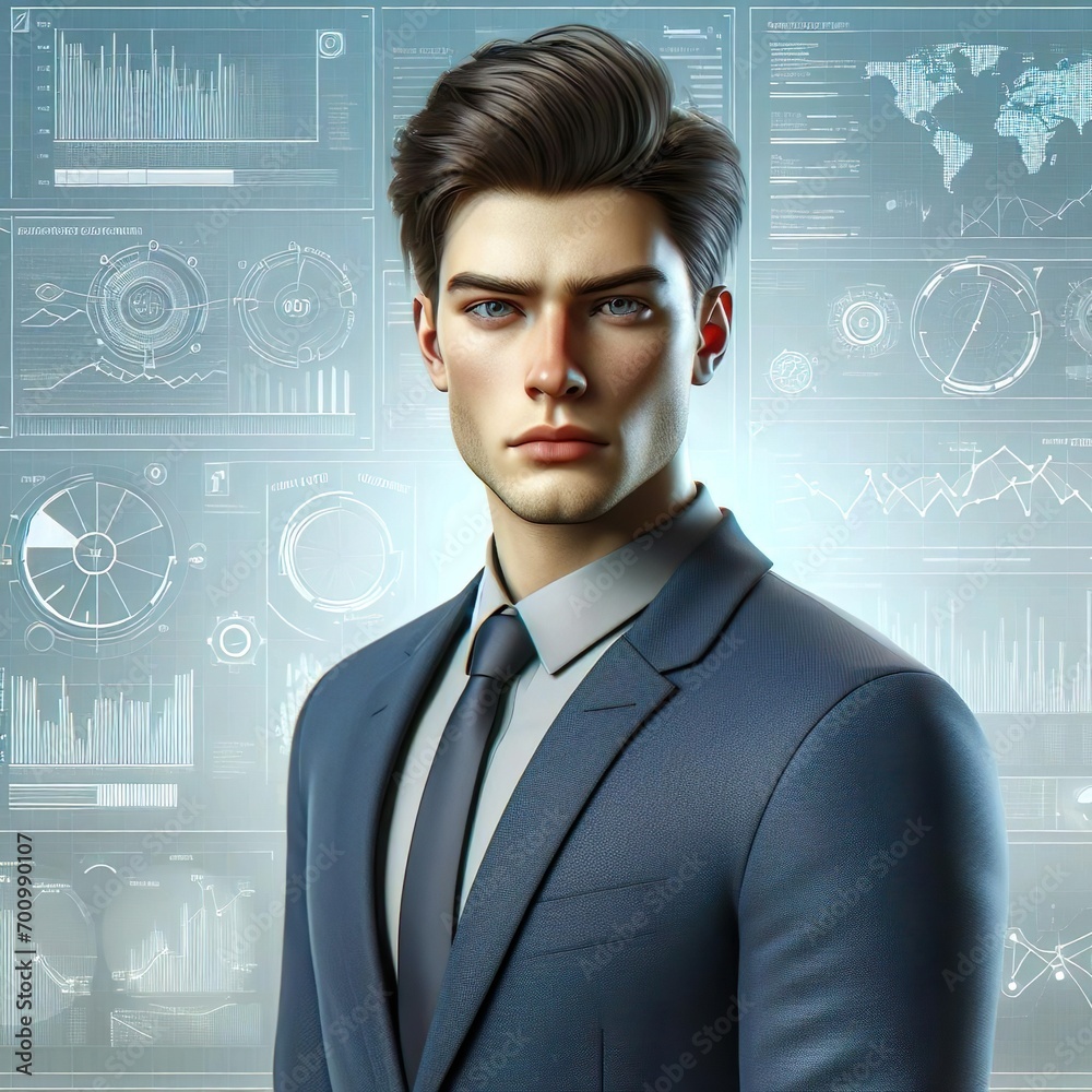 Business man, professional man, technology Business man, professional man, technology