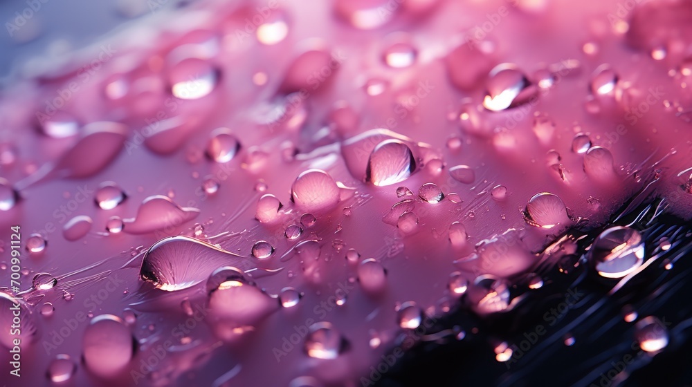 Glowing rainfall on pink gradient background, volumetric lighting